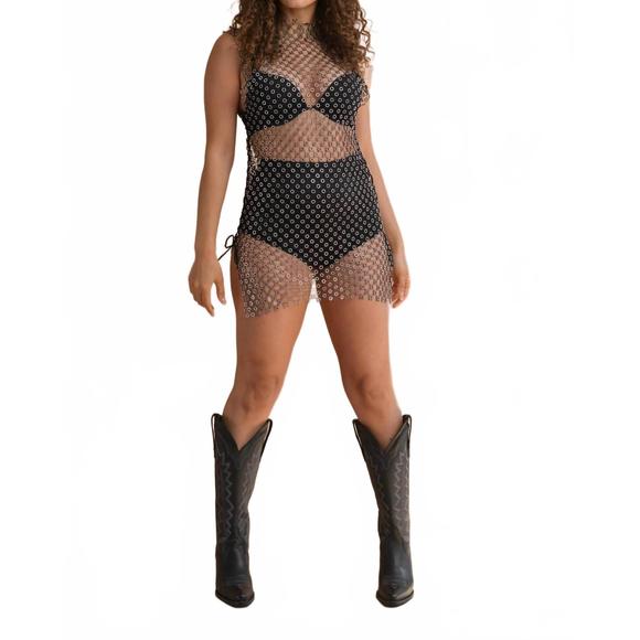 NEW COTTON CANDY sea sparkle rhinestone coverup in black - Picture 1 of 4